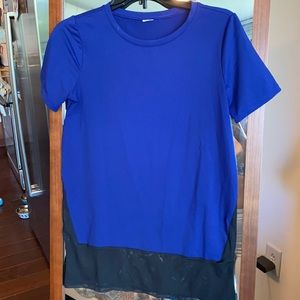 Black mesh dark blue running top